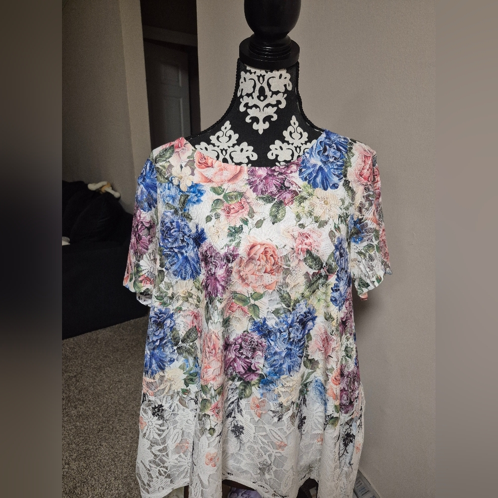 Top Print Floral Multicolor Size 2x